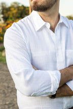 Val de Vie - Men's Linen Shirt - WHITE