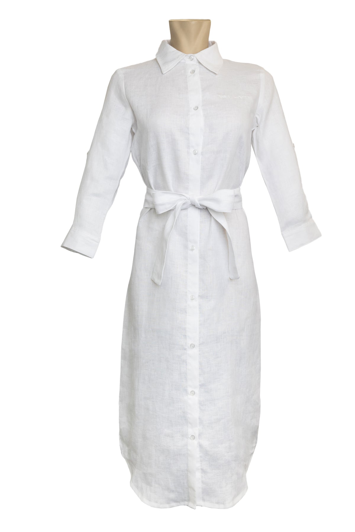 Val de Vie - Linen Shirt Dress - WHITE