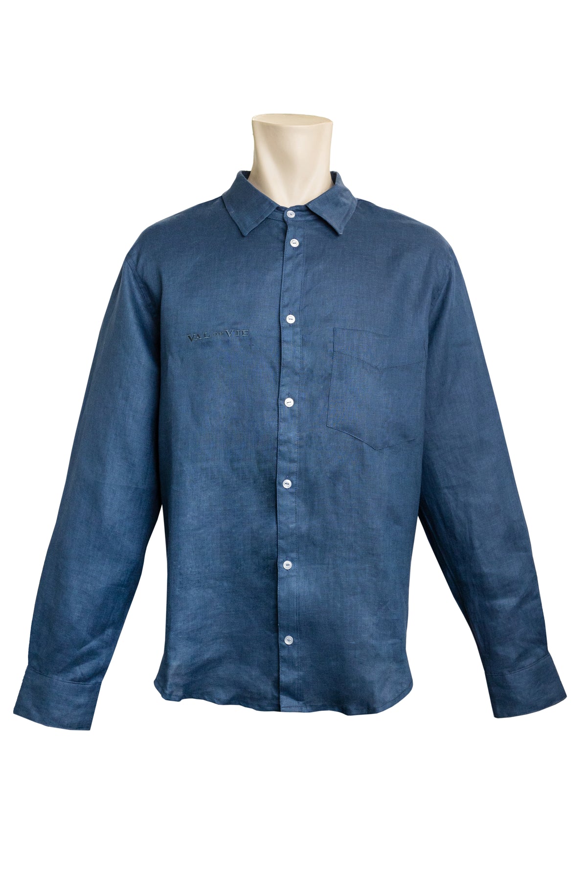 Val de Vie - Men's Linen Shirt - NAVY