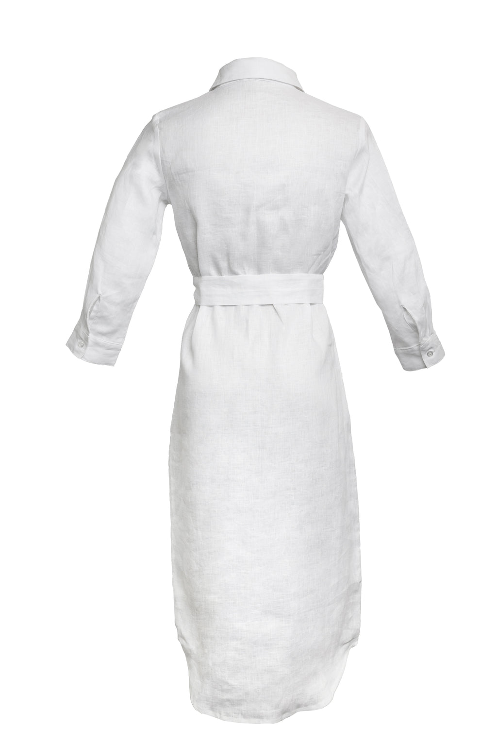 Val de Vie - Linen Shirt Dress - WHITE