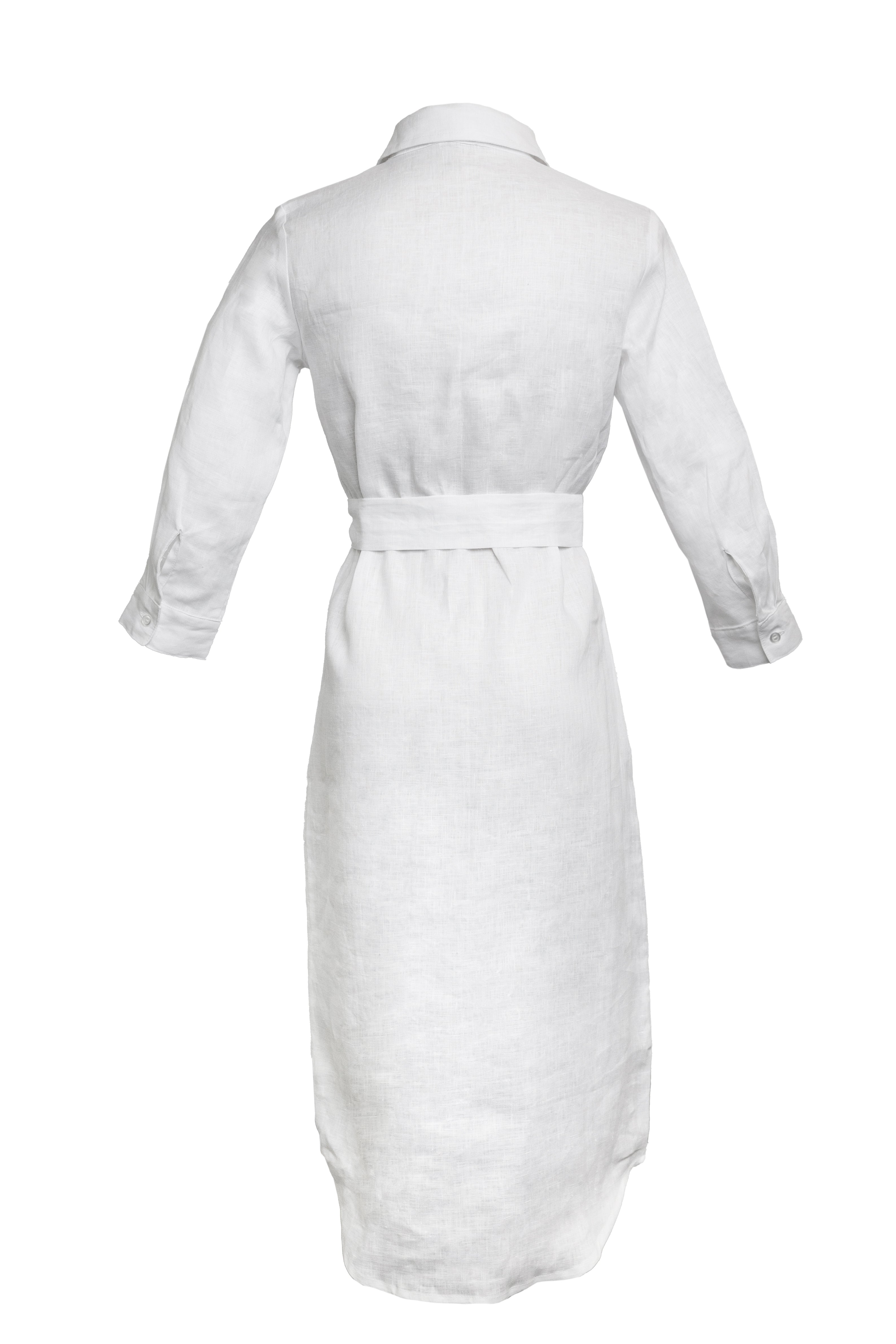 Val de Vie - Linen Shirt Dress - WHITE