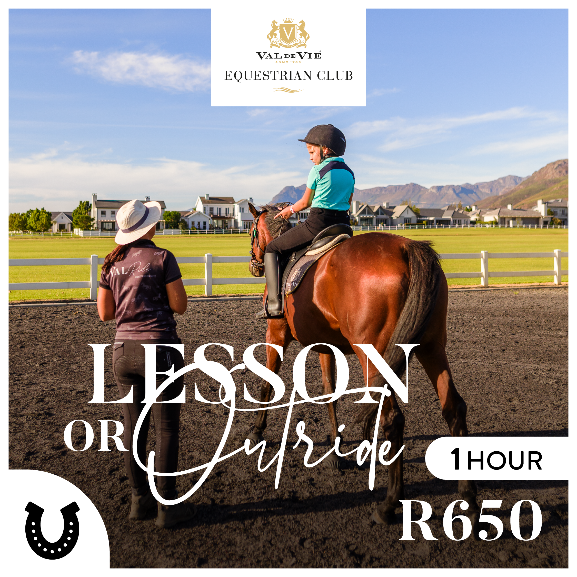 Riding Lesson or Outride at the Val de Vie Equestrian Club - 1 Hour