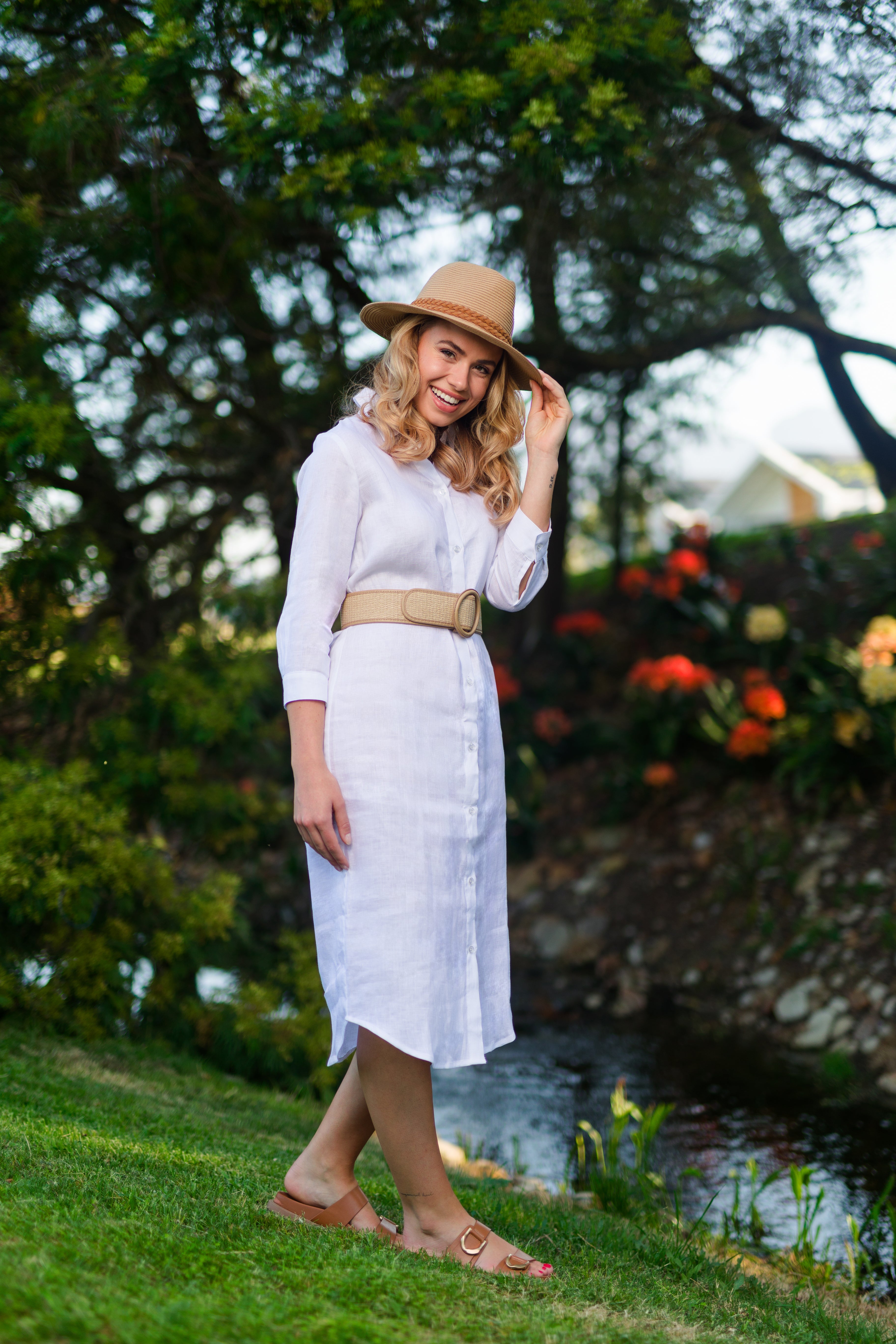 Val de Vie - Linen Shirt Dress - WHITE