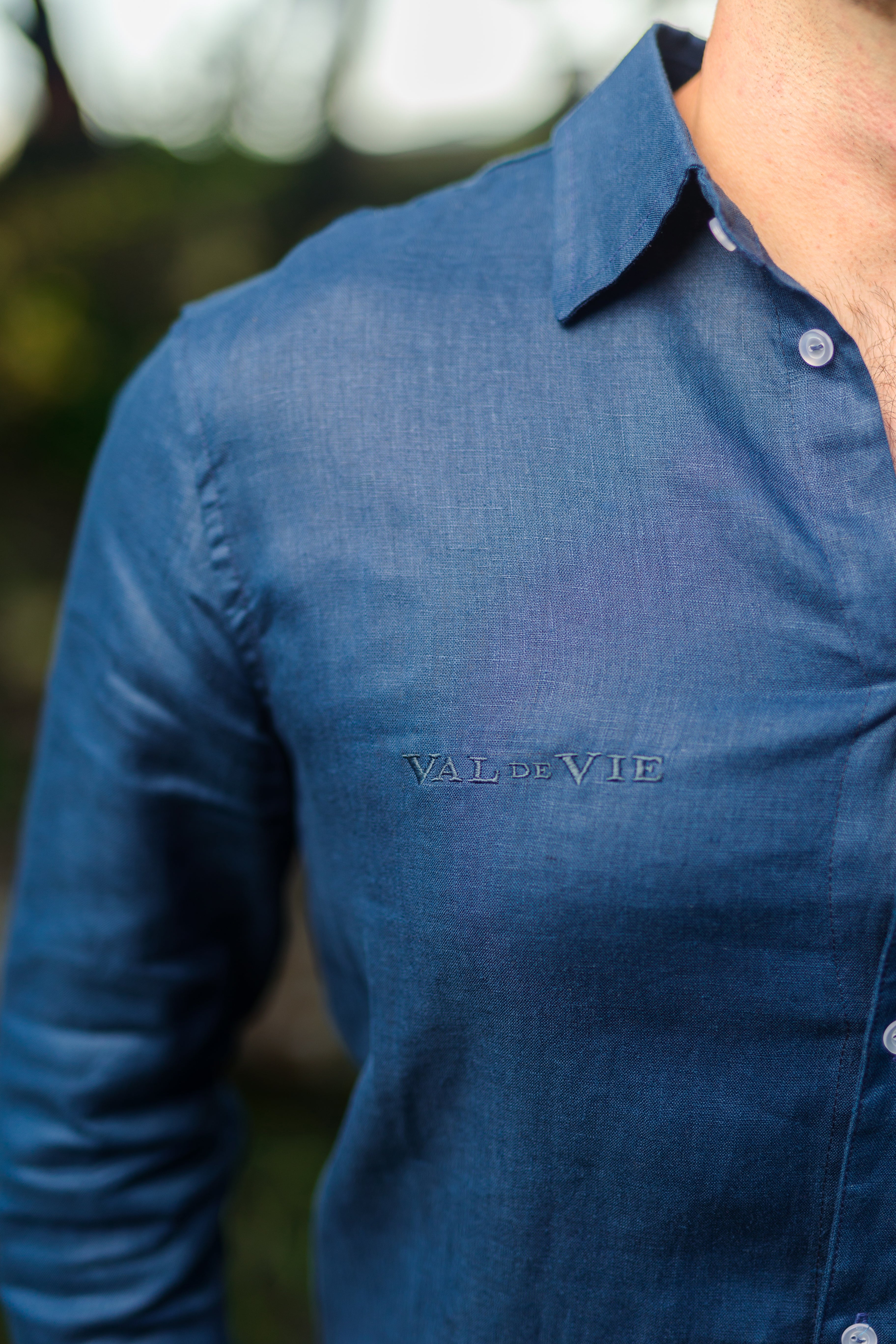 Val de Vie - Men's Linen Shirt - NAVY