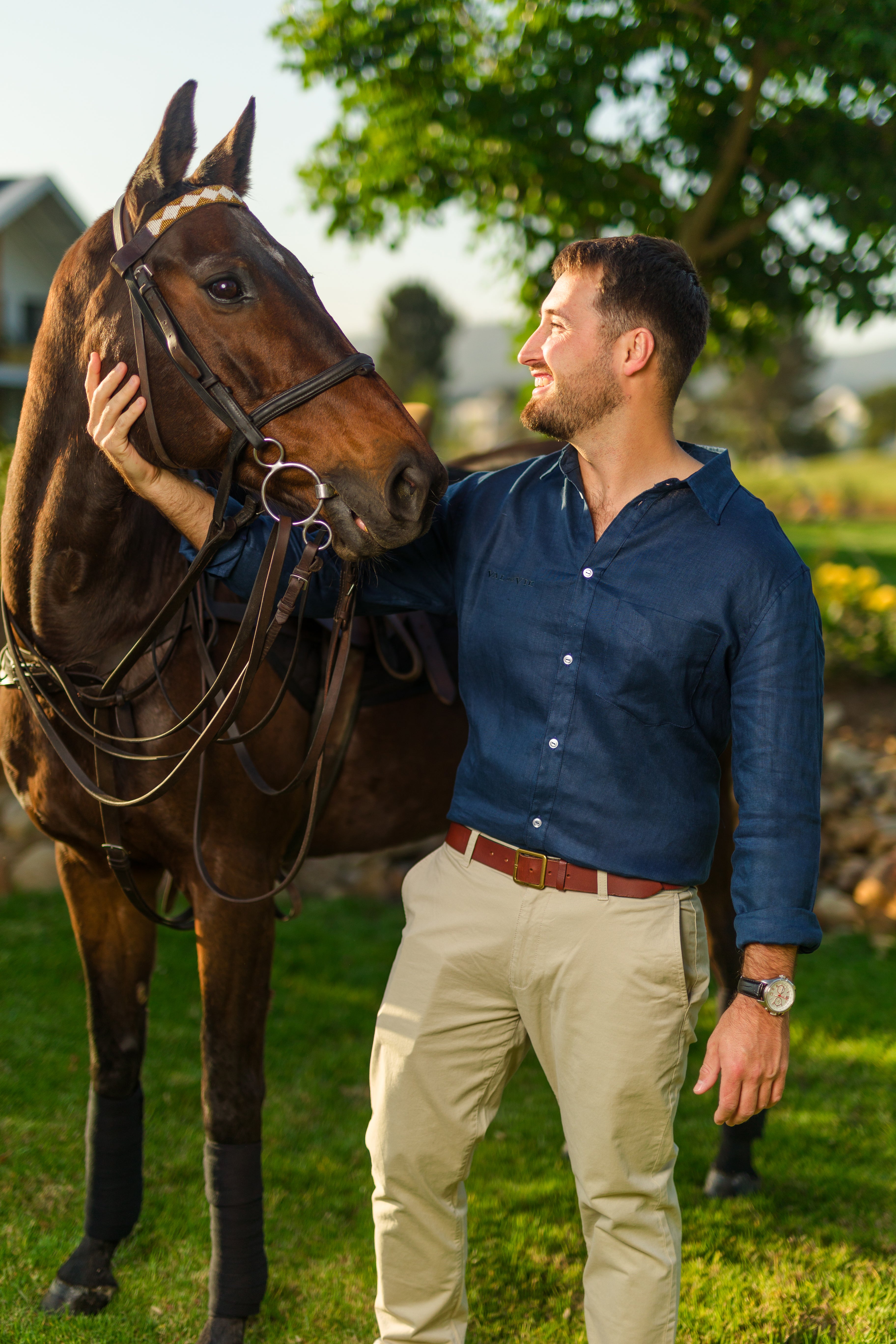 Val de Vie - Men's Linen Shirt - NAVY