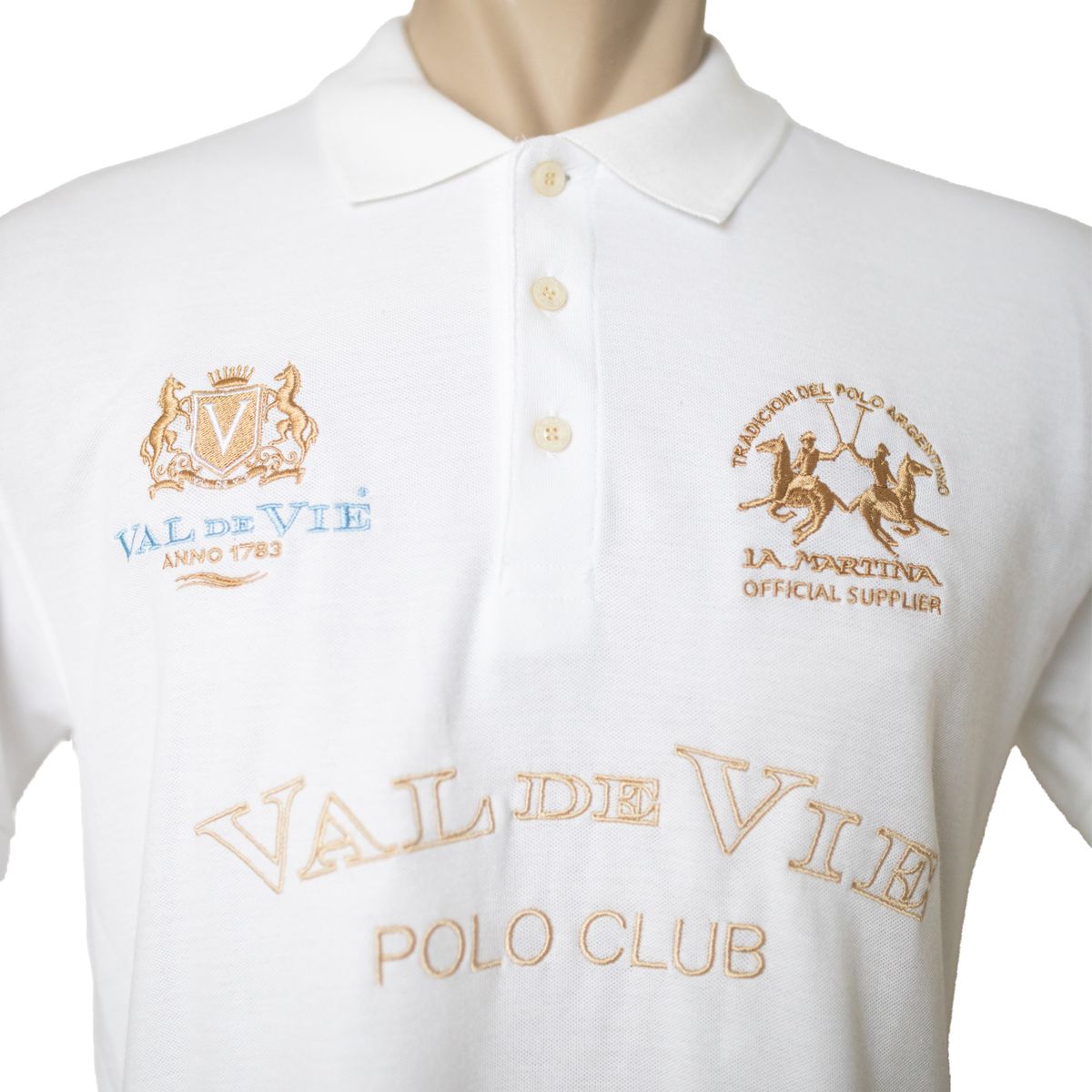 LA MARTINA VAL DE VIE MENS POLO WHITE
