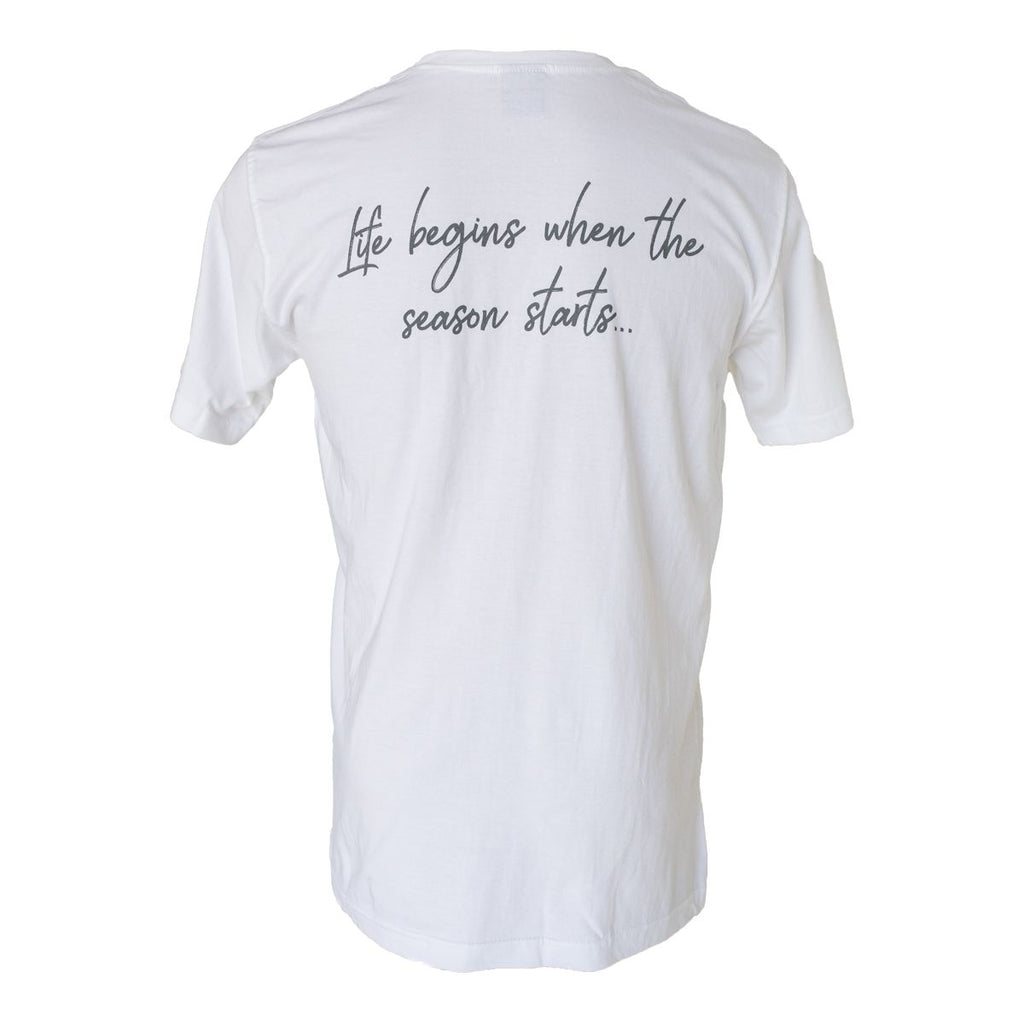 LIFE BEGINS WHEN THE SEASON STARTS VAL DE VIE POLO CLUB MENS T-SHIRT