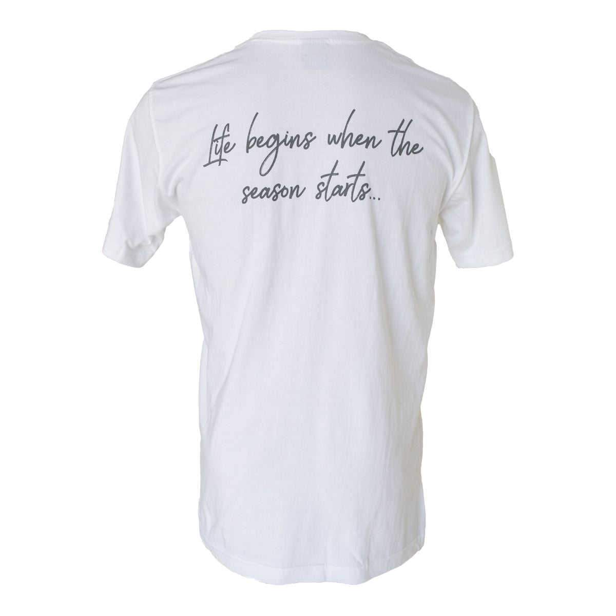 LIFE BEGINS WHEN THE SEASON STARTS VAL DE VIE POLO CLUB MENS T-SHIRT